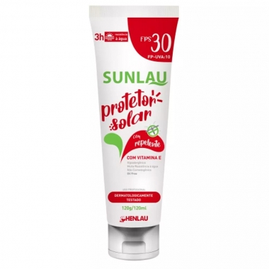 CREME PROTETOR SOLAR SUNLAU FPS 30 COM REPELENTE HENLAU