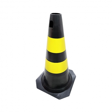 CONE RIGIDO 50 CM PRETO E AMARELO PLASTCOR