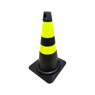 CONE FLEXÍVEL 75CM PRETO COM REFLETIVO PLASTCOR