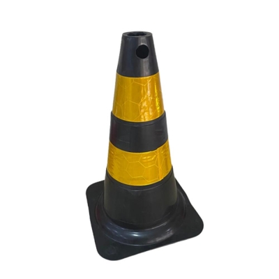 CONE FLEXÍVEL 50CM PRETO COM REFLETIVO PLASTCOR