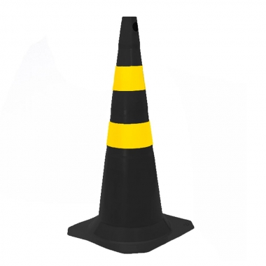 CONE RIGIDO 75 CM PRETO E AMARELO PLASTCOR